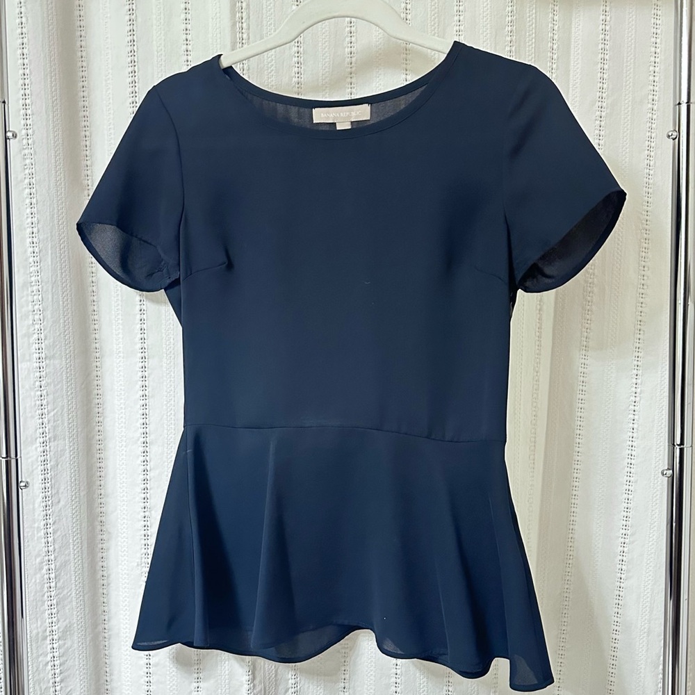 Banana Republic Dark Blue Peplum Blouse